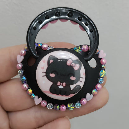 'Kitty' Black and Pink Cat Paci